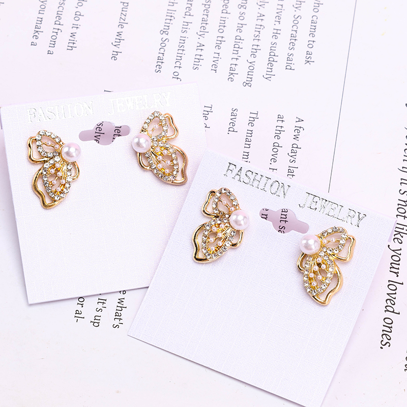 Semi-Hollow Diamond Butterfly Ear Stud