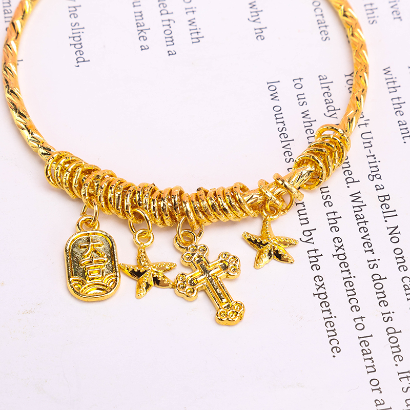Vintage Gold Pendant Coil Bangle Alloy 4021100232