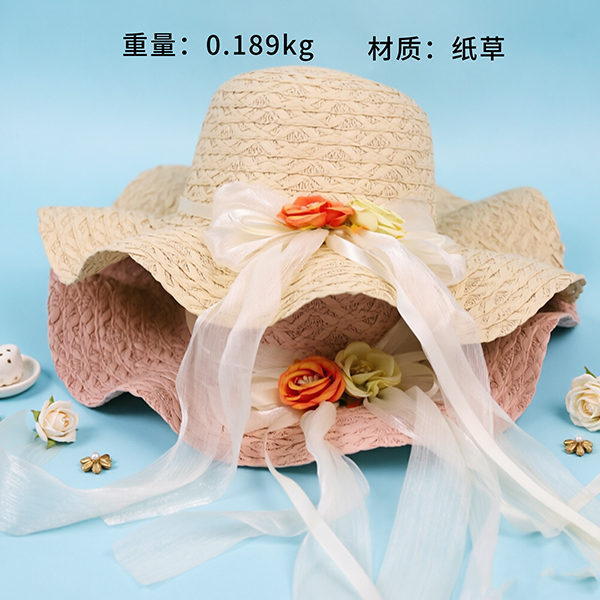 Lace Bow Flower Wide Brim Hat