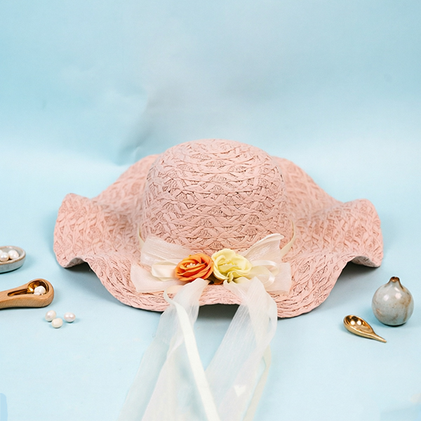 Lace Bow Flower Wide Brim Hat