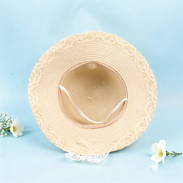 Pearl Bow Streamer Woven Hat