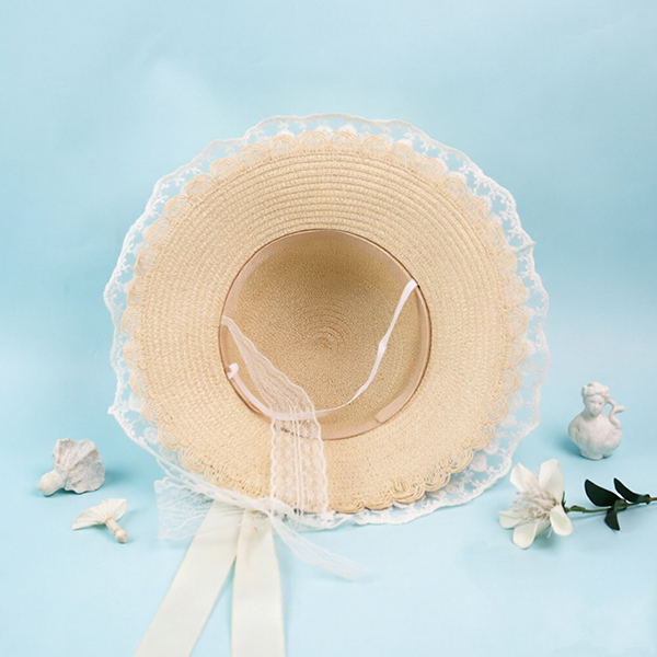 Tulip Bow Lace Woven Hat
