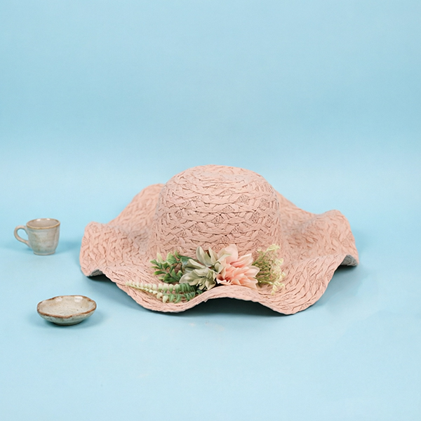 Wide Brim Woven Flower Hat
