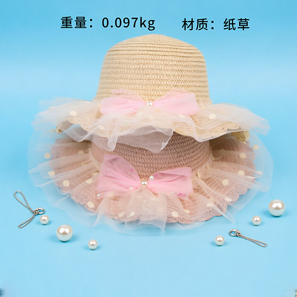 Sequin Bow Children's Woven Hat