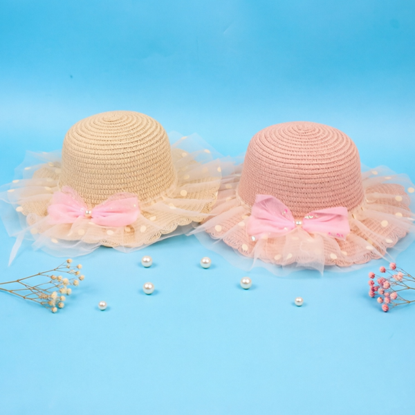 Sequin Bow Children's Woven Hat