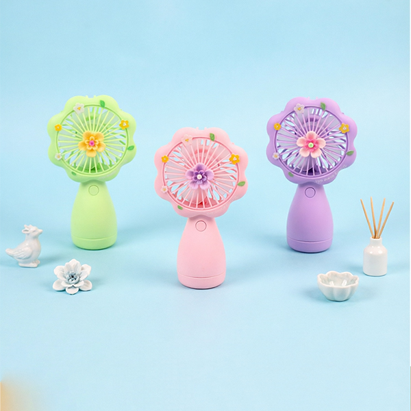 ZB096A Small Flower Handheld Rechargeable Fan PP Carton 118050027