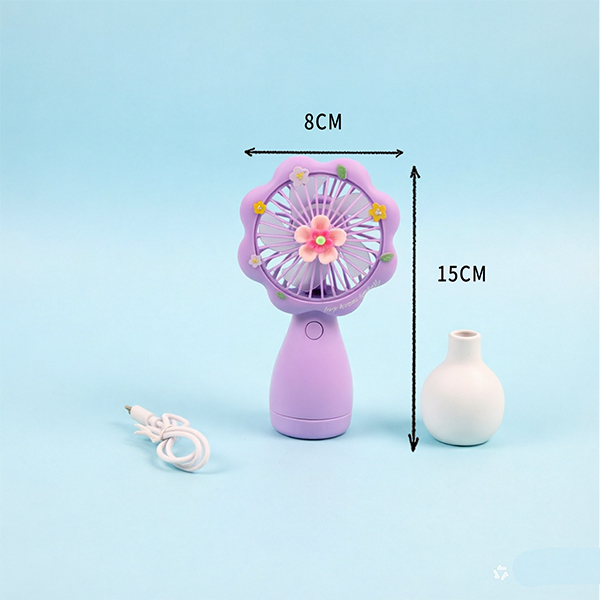 ZB096A Small Flower Handheld Rechargeable Fan PP Carton 118050027