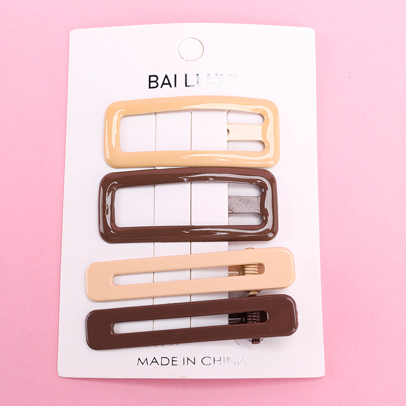 Milk Tea Enamel BB Hair Clip Set Box Alloy 4010200539