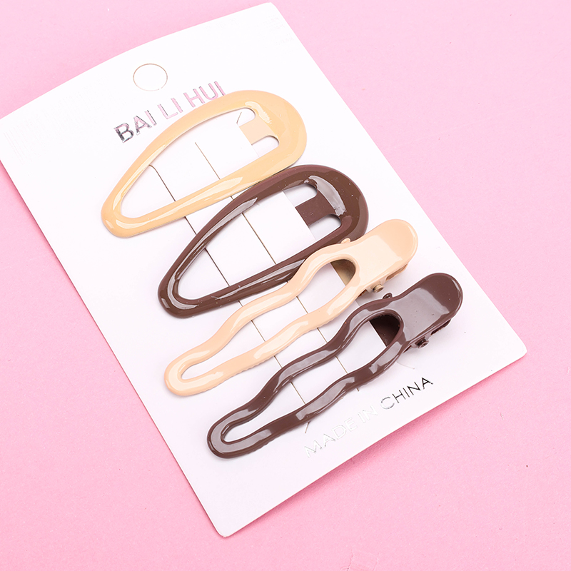 Milk Tea Enamel BB Hair Clip Set Box Alloy 4010200539