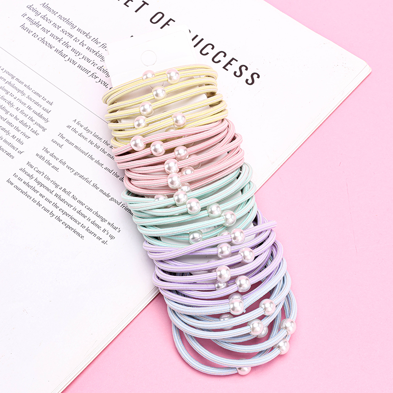 Colored Pearl Hair Elastics 4-Pack