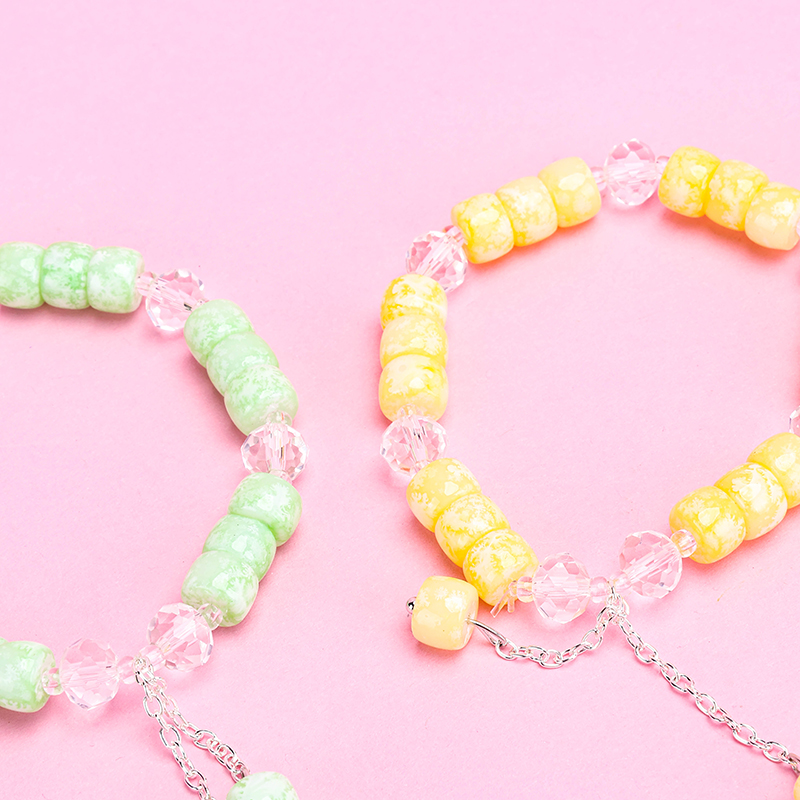 Floating Flower Barrel Bead Crystal Bracelet 4021001228