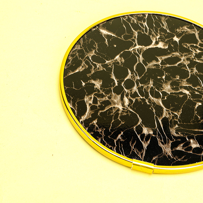 16x16 Round Black Marble Pattern Heat Insulation Mat Compressed Board