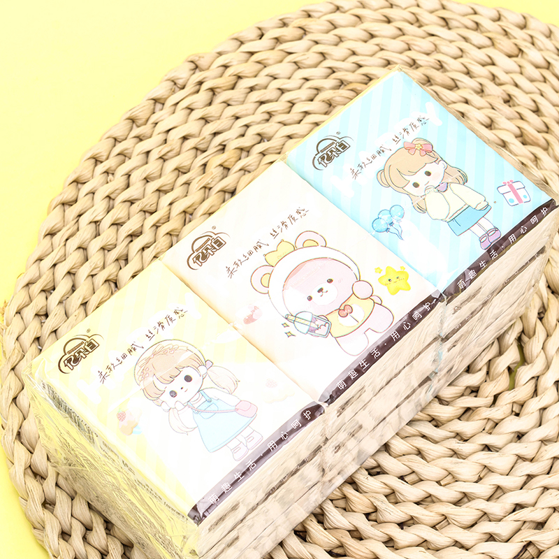 1258 Cartoon Pocket Tissue 9-Pack Wood Pulp