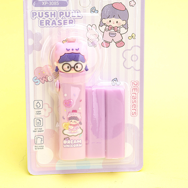 Blister Card Cartoon Push-Pull ABS+TPR Eraser