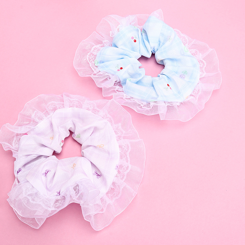 Printed Refreshing Lace Large Intestinal Ring Cloth Hair Scrunchie 4012101956