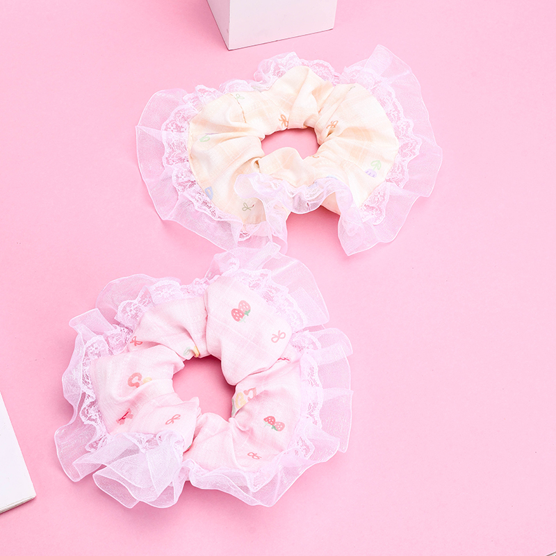 Printed Refreshing Lace Large Intestinal Ring Cloth Hair Scrunchie 4012101956