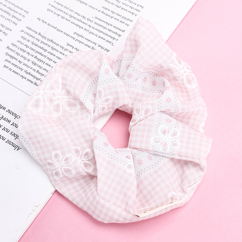 Plaid Floret Cloth Hair Tie