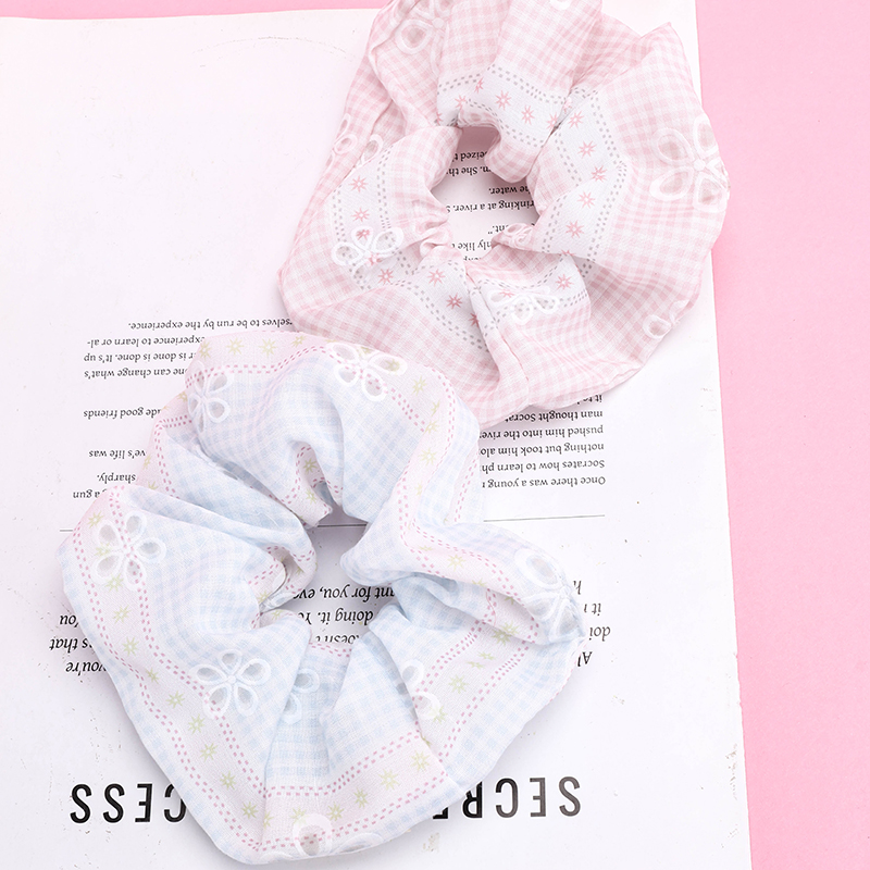 Plaid Floret Cloth Hair Tie