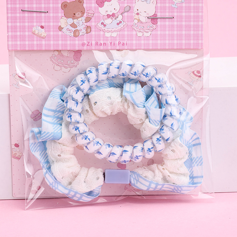 Boxed Printed Telephone Line Intestinal Ring Combination TPU Fabric Hair Scrunchie 4012300221