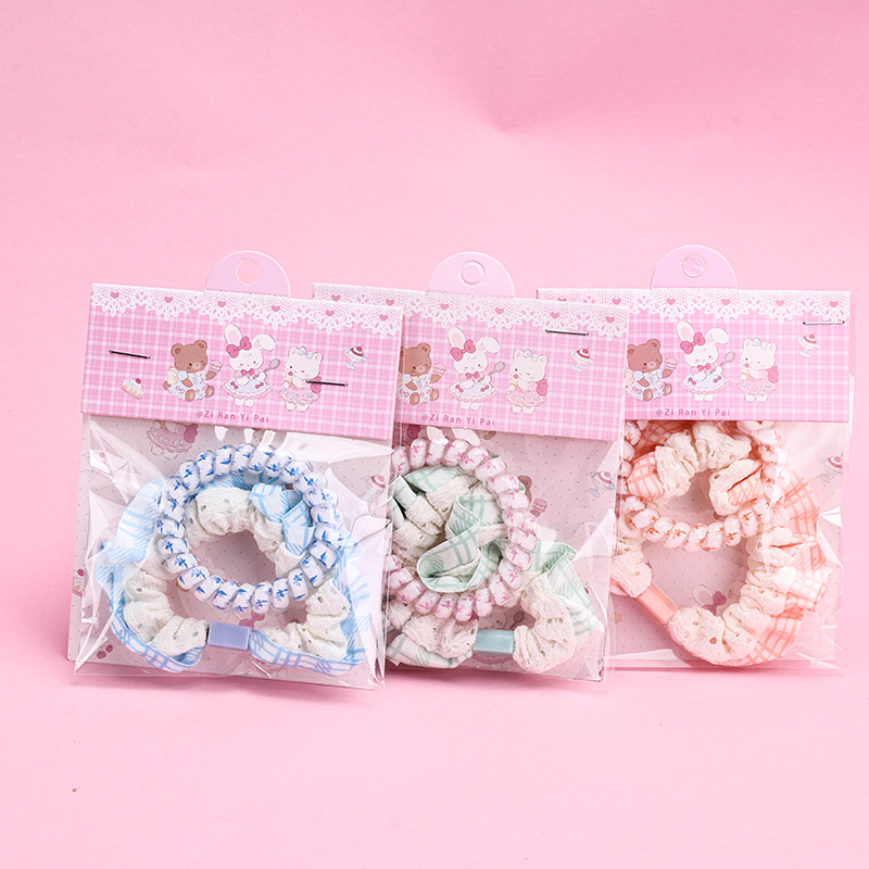 Boxed Printed Telephone Line Intestinal Ring Combination TPU Fabric Hair Scrunchie 4012300221