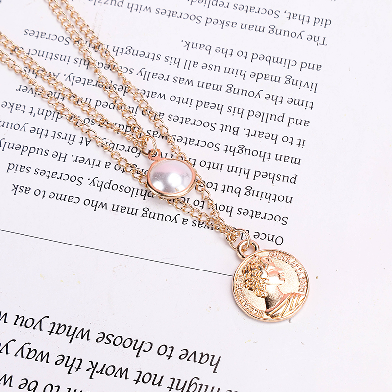 Double Layer Pearl Pendant Necklace