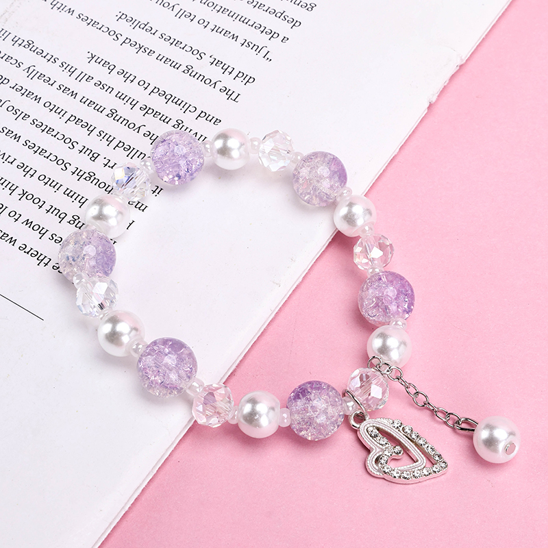 Glass Pearl Heart Pendant Bracelet 4021001236