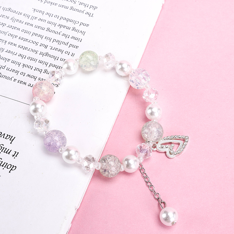 Glass Pearl Heart Pendant Bracelet 4021001236