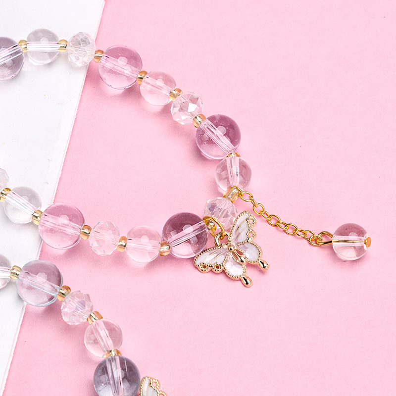 Oil Drop Butterfly Crystal Beaded Bracelet 4021001237