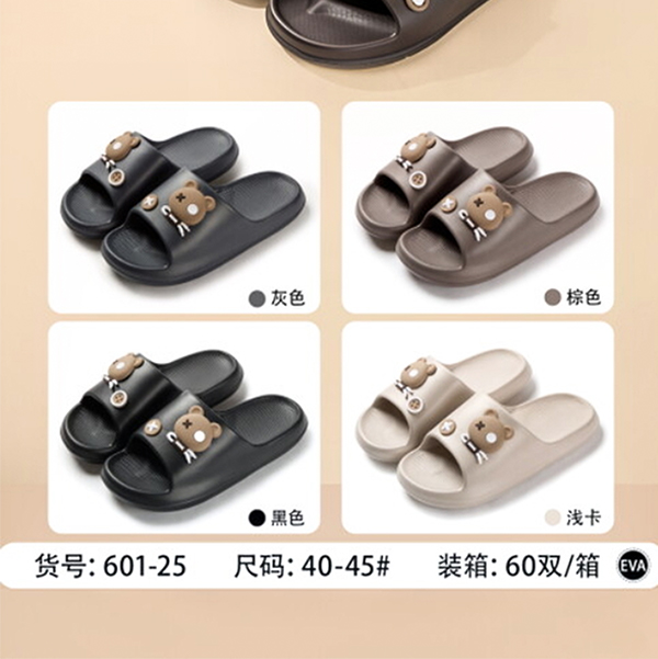 601-25 Men's Cartoon Bear Slippers