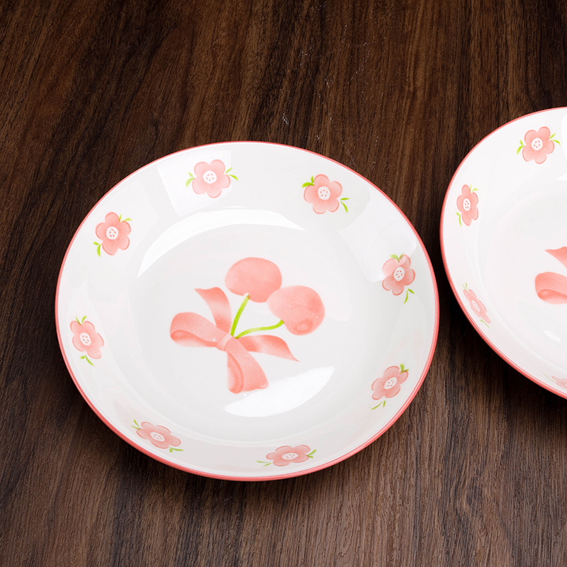 Yongfeng 7-inch Fruit Plate Cherry Powder Ceramic 1200400574