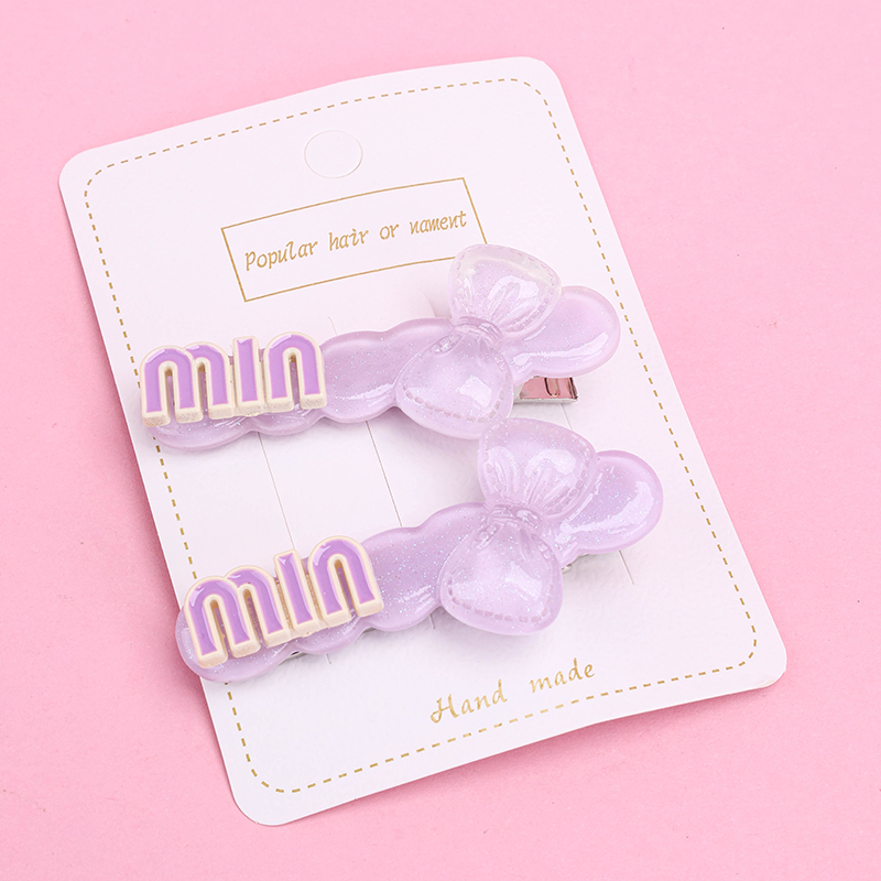 Bow Jelly Color Letter Duckbill Hair Clip