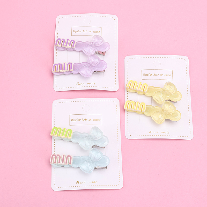 Bow Jelly Color Letter Duckbill Hair Clip
