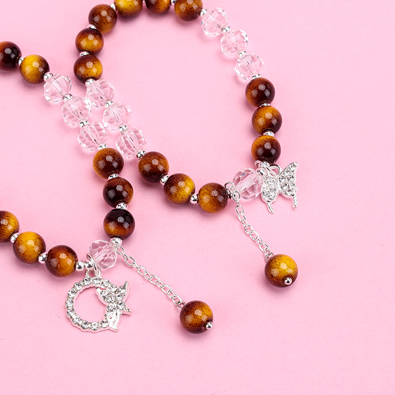 Tiger Eye Rhinestone Crystal Beaded Bracelet 4021001239