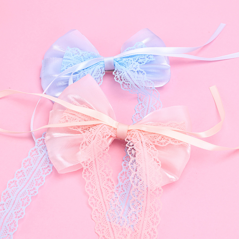 Bow Lace Ribbon Duckbill Alloy Fabric Hair Clip 4010402790