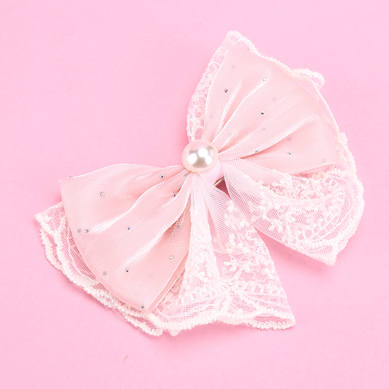 Dual Patchwork Rhinestone Bow Duckbill Hair Clip Alloy Fabric 4010402792