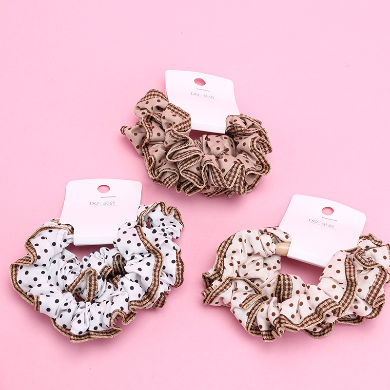 Curry Dot Printed Cloth Hair Tie