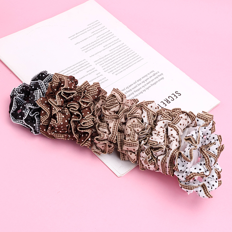 Curry Dot Printed Cloth Hair Tie