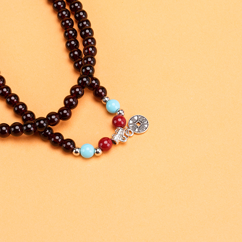 Three Loop Garnet Bracelet