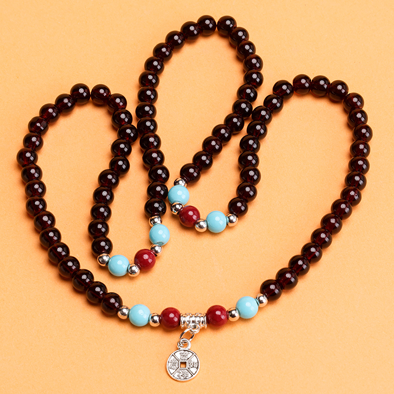 Three Loop Garnet Bracelet