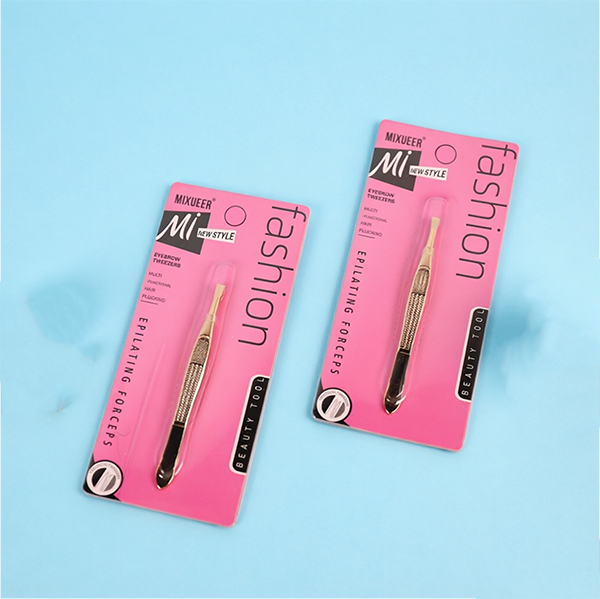 HS-127 Slanted Single Rose Gold Eyebrow Tweezer Stainless Steel