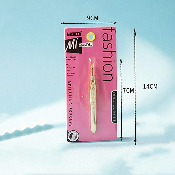 HS-125 Flat Single Gold Eyebrow Tweezer Stainless Steel