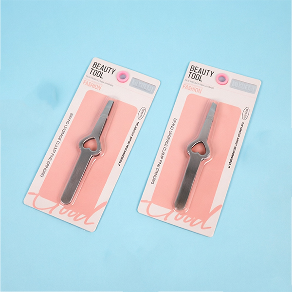 GM-85229 Slanted Sandblasted Heart Eyebrow Tweezer Stainless Steel