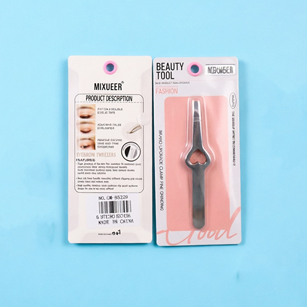 GM-85229 Slanted Sandblasted Heart Eyebrow Tweezer Stainless Steel