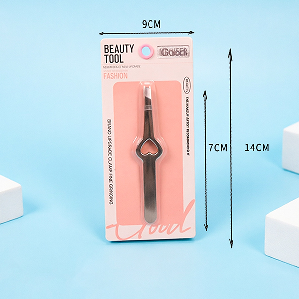 GM-85229 Slanted Sandblasted Heart Eyebrow Tweezer Stainless Steel