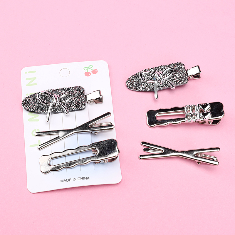 Bow Silver Duckbill Hair Clip