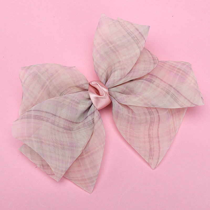Mesh Plaid Bow Duckbill Hair Clip Alloy Polyester 4011200388