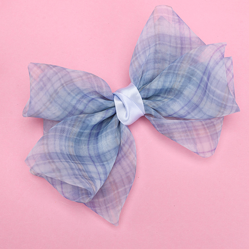 Mesh Plaid Bow Duckbill Hair Clip Alloy Polyester 4011200388