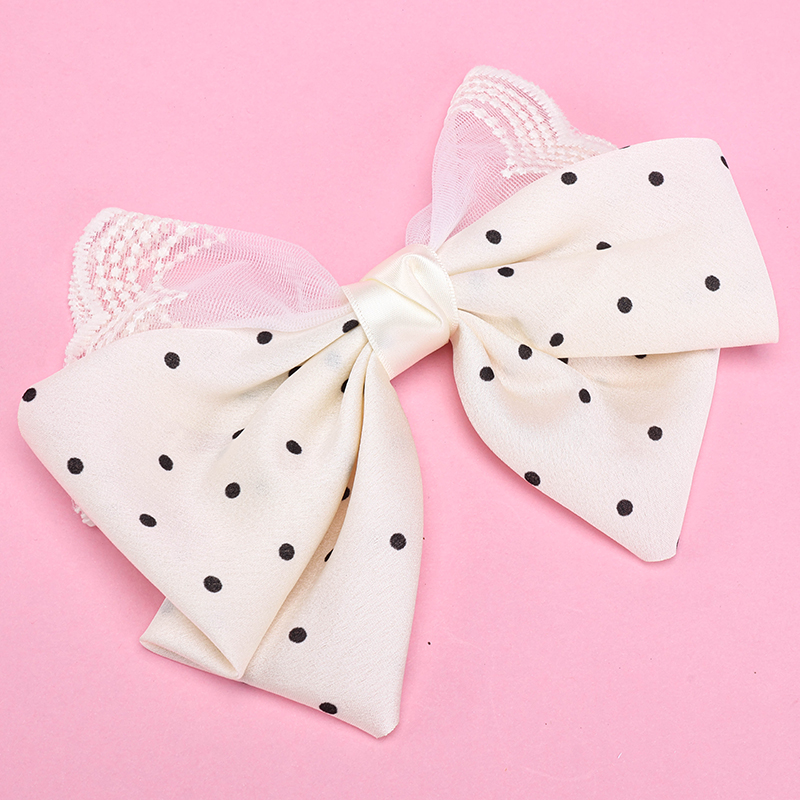 Dual Patchwork Polka Dot Bow Duckbill Hair Clip Alloy Polyester 4011200390