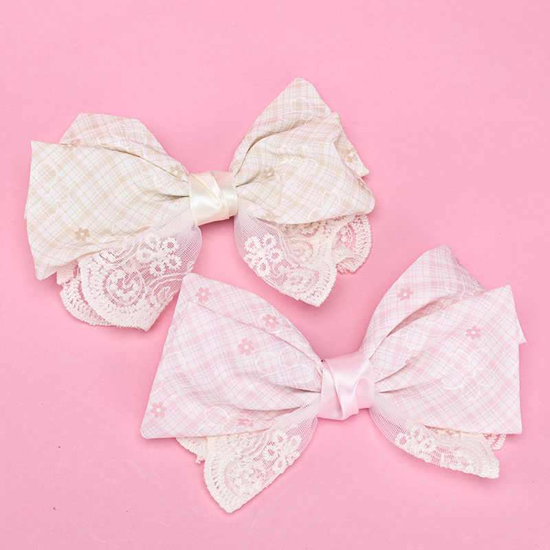 Dual Patchwork Floral Bow Duckbill Hair Clip Alloy Polyester 4011200391