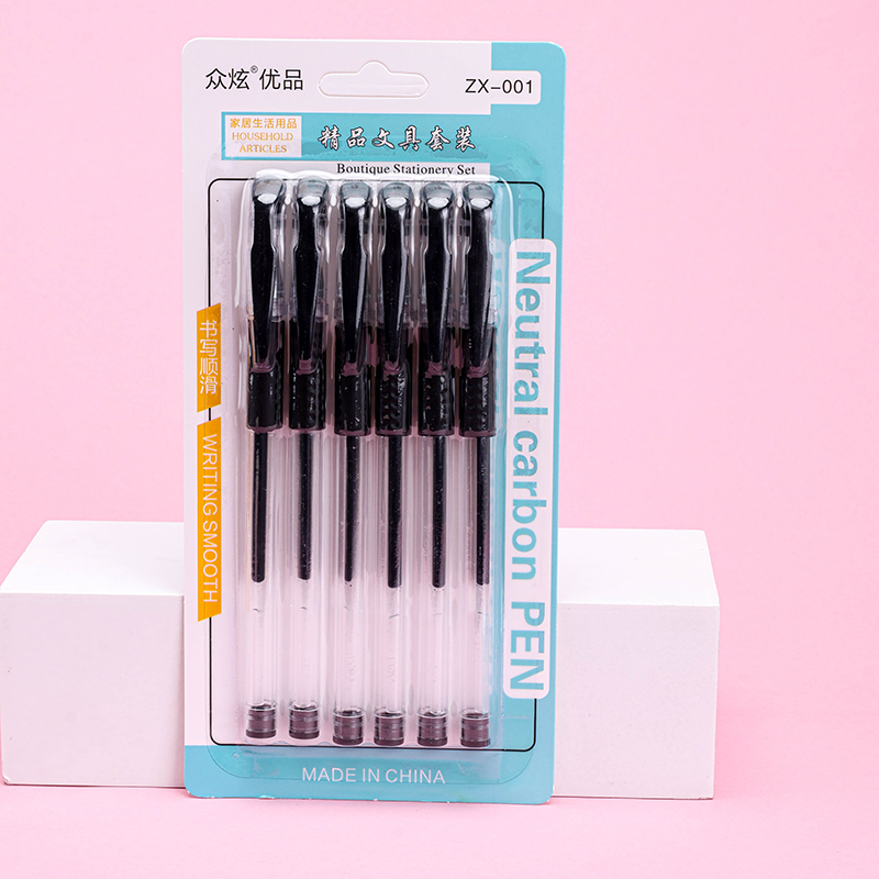 6 Pack Black Office Gel Pen